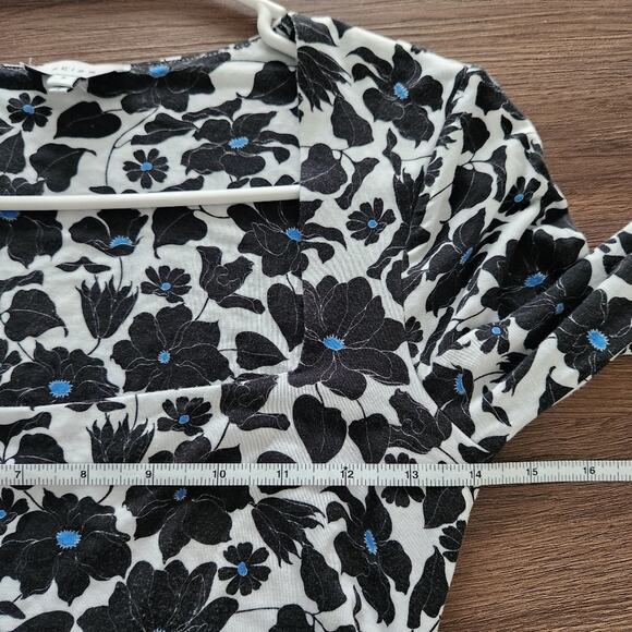 REISS Square Neck Floral Ruched Long Sleeve Top S Cottagecore Fairy Farmhouse - Picture 8 of 9